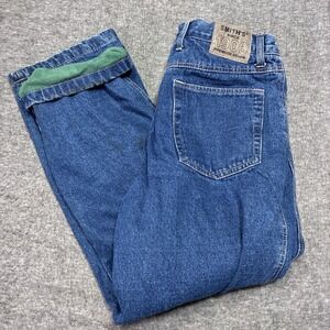 Smith Workwear Insulated  Fleece Lined Dark Denim Jeans Tag 35x30 Actual 30x28